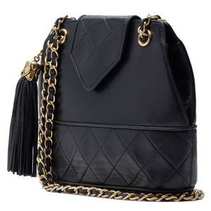 Chanel Matelasse Double Chain Shoulder Lambskin Black Mini Shoulder Bag